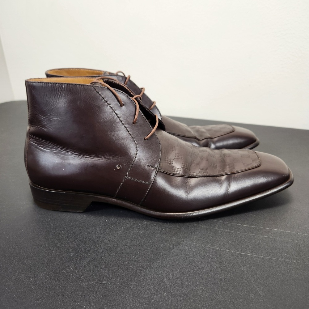 Louis Vuitton Damier Ebene Brown Leather Chukka Boots 8.5 UK 9.5 US Missing Logo - Picture 3 of 12